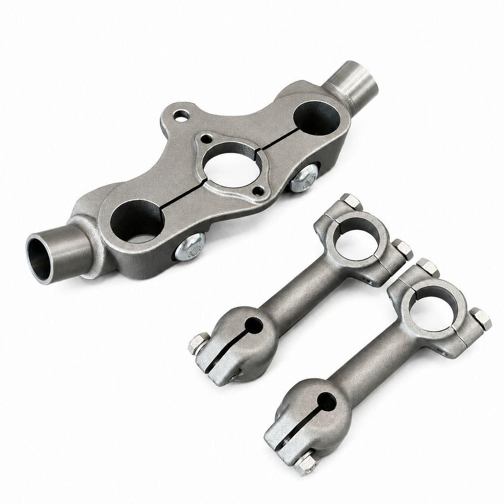 RAISED UPPER TRIPLE CLAMP KIT-RAW SILVER